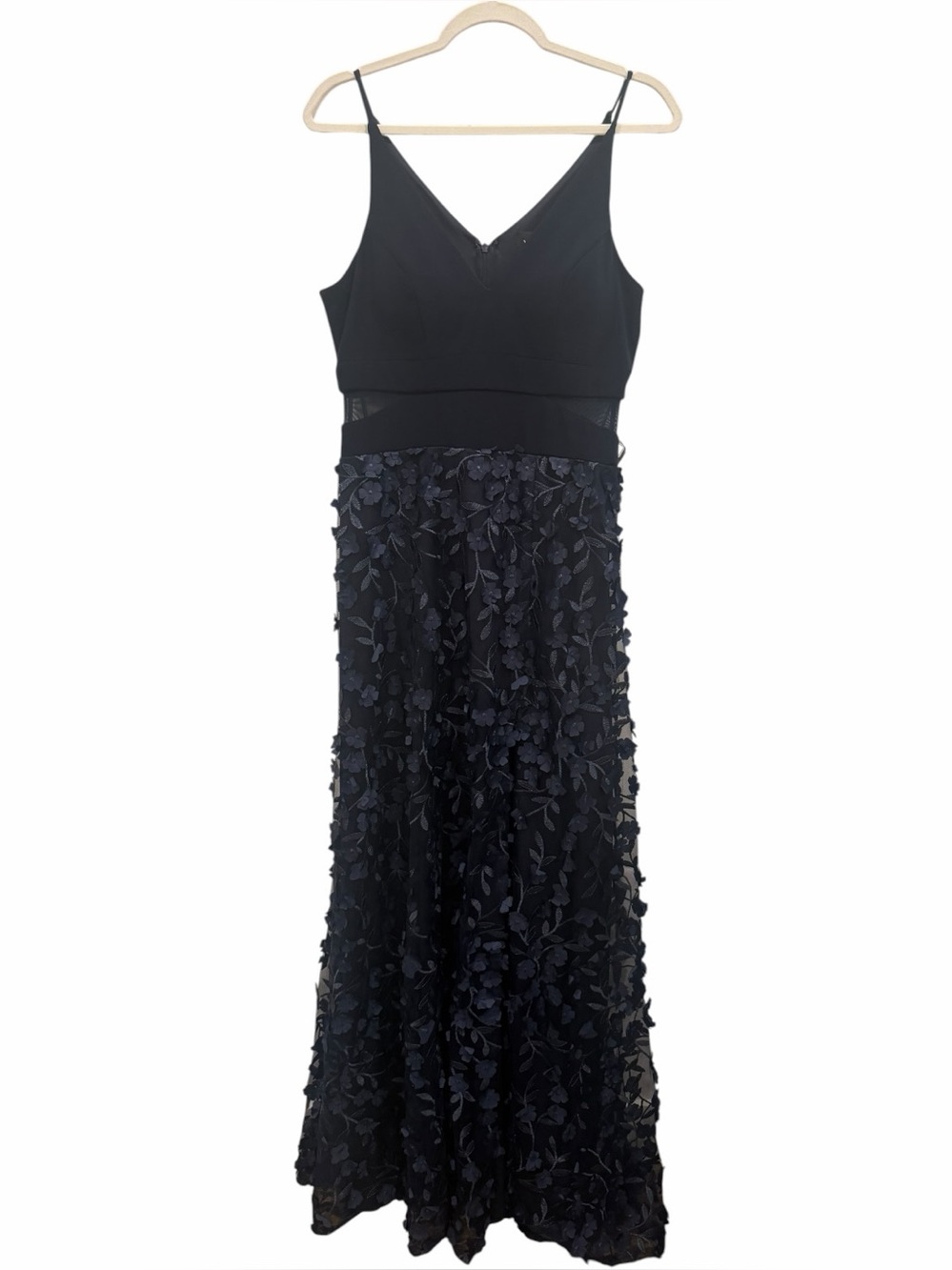 Xscape Navy Blue 3D Floral Appliqué Evening Gown Formal Dress Size 10 NWT - Picture 8 of 10